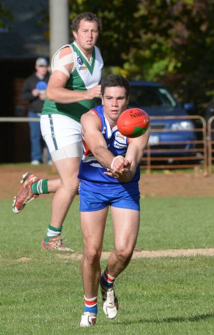 BACK HOME: Will Austin, pictured playing for Daylesford in 2014, will feature for the Bulldogs throughout this season.