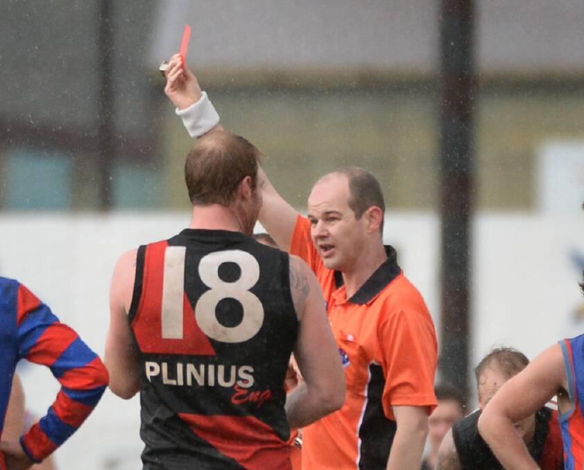 Mark Phelps is red-carded. Picture: Adam Trafford.