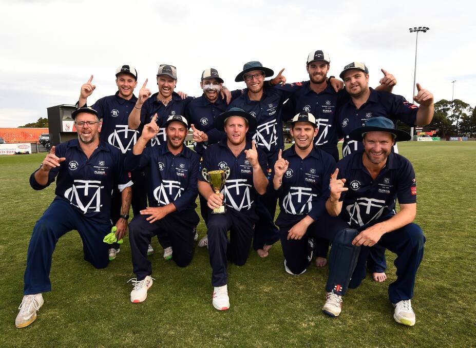 CHAMPIONS: Mt Clear celebrates its T20 final victory.