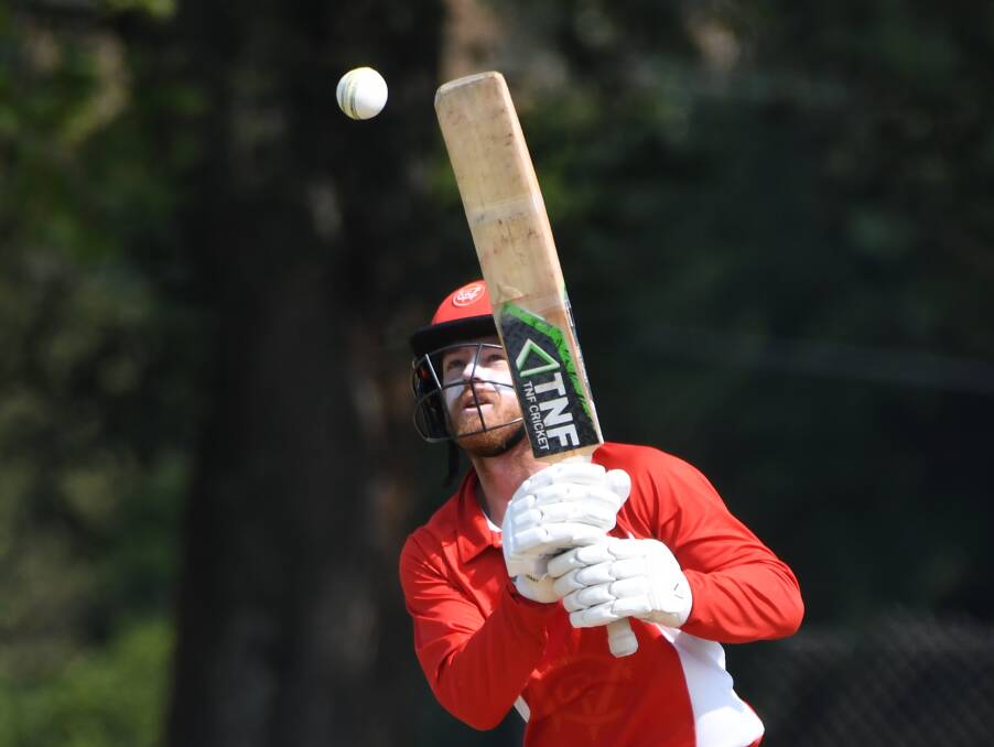 GOOD START: Opening batsman Cole Roscholler made a half century to help Wendouree chase down the Pointies' total. Picture: Kate Healy.