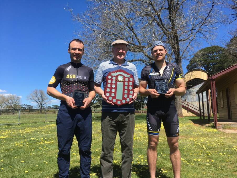 WINNERS: Inaugural champion Kevin Howell is pictured alongside fastest time winner Ricardo Pinto (left) and race victor Beau Guest (right).