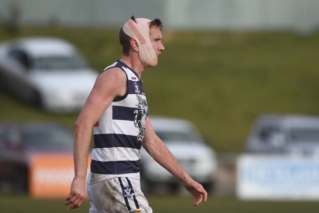 SORE: Newlyn midfielder Myles Sewell wore some heavy bandaging on Sunday after sustaining a cut to his head. The Cats' season is over after losing to the Eagles.