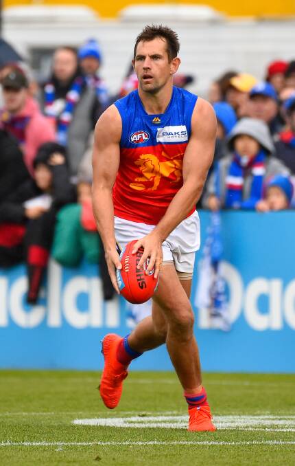 GREAT OF THE GAME: Luke Hodge, pictured playing for the Brisbane Lions in Ballarat, remains a chance to run out for Learmonth in 2021.