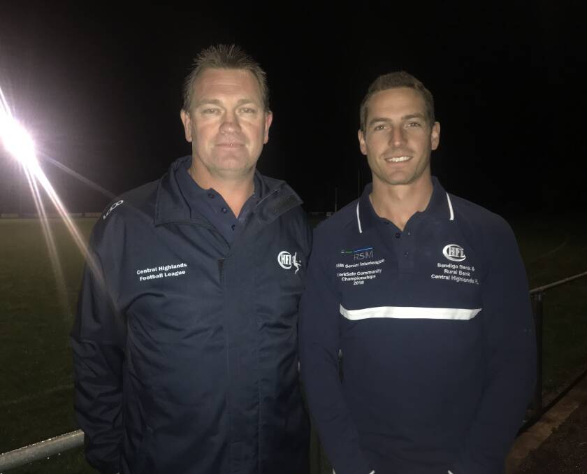 LEADING THE WAY: Central Highlands senior coach Clive Raak and captain Mark Gunnell at training on Thursday night.