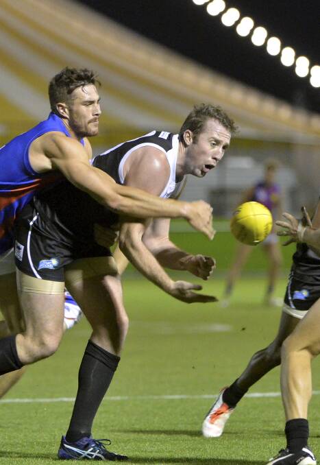 UNDER PRESSURE: North Ballarat big man Orren Stephenson in action during Saturday night's clash with Port Melbourne at Eureka Stadium.
