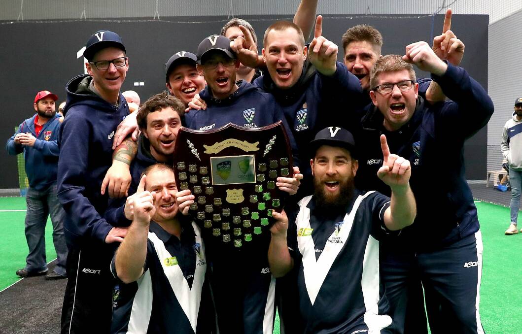 WINNERS: The Victorian team celebrates after winning the grand final of the Lord's Taverners Shield.