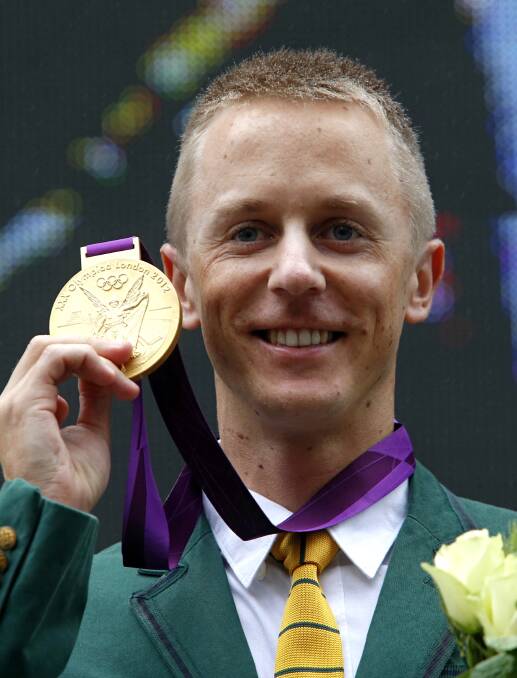 HAPPY: Jared Tallent, pictured with his Olympic gold medal from the 2012 London Games, won the Ballarat Sportsperson of the Year award for the sixth time in 2017.