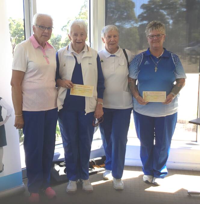 RUNNERS-UP: Aileen Kerr, Meryl Meadows, Joan Dunn and Debbie Stark - from the Sebastopol Bowling Club - finished second.