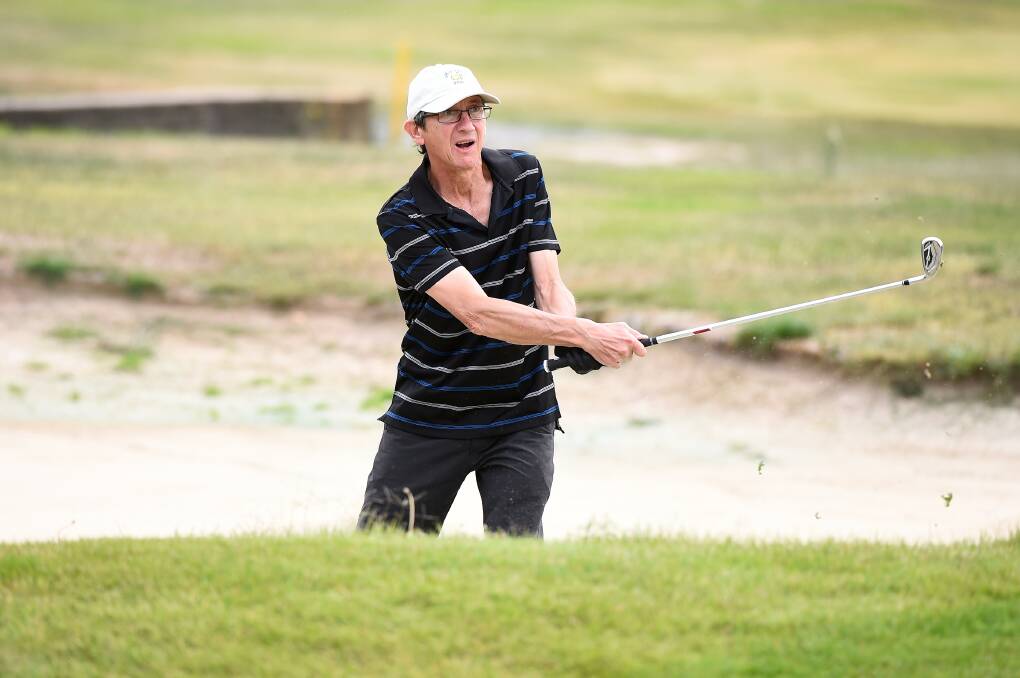 HAVING A HIT: David Booth is pictured in action at the Midlands Golf Club on Saturday. Picture: Adam Trafford.