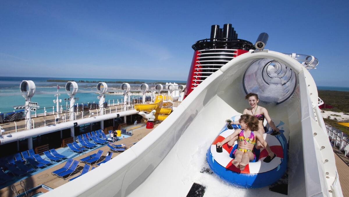 EXPERIENCE: Disney Cruise Line features a water coaster and breakfast with characters, options popular for families to experience Disney on water. Picture: AAP