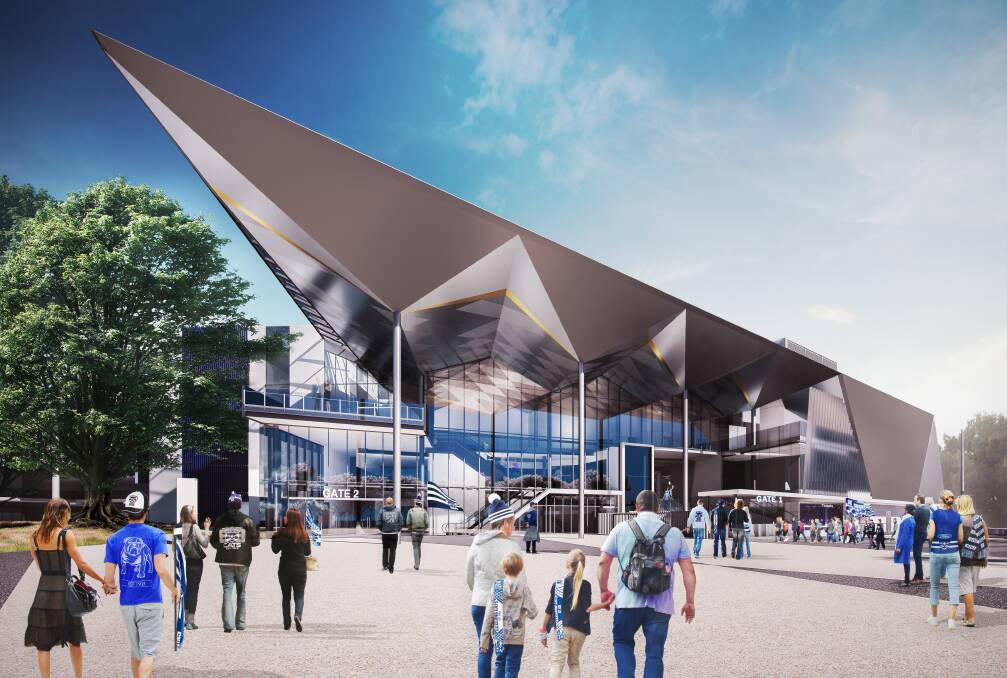 Concept drawing for Geelong Football Club's new Brownlow Stand at GMHBA Stadium. Picture courtesy of The Age

