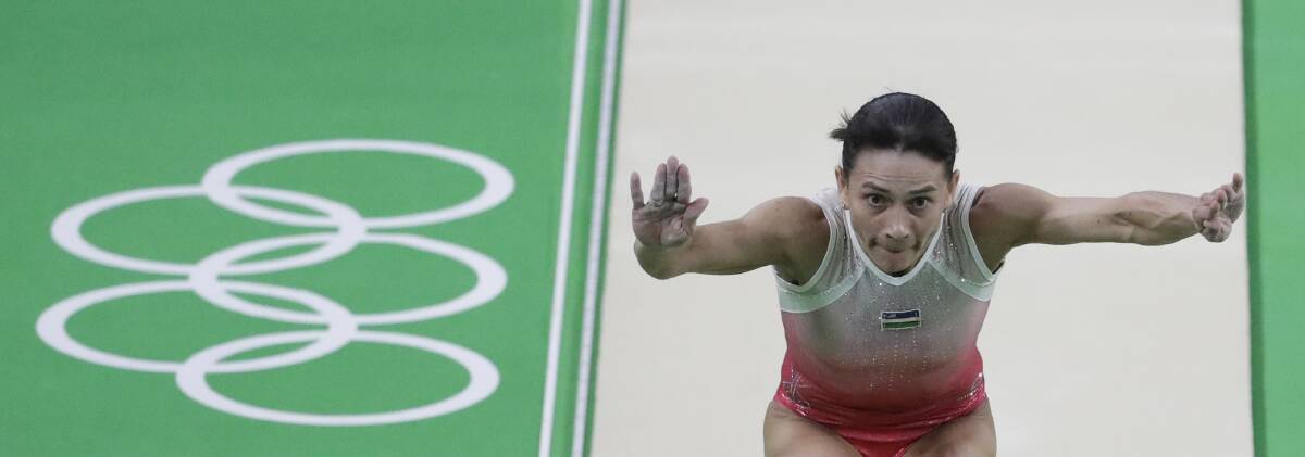 FOCUS: Oksana Chusovitina performs in the Rio Olympic apparatus final. She did not train as much as younger teammates - her preparation was more mental. Picture: AP
