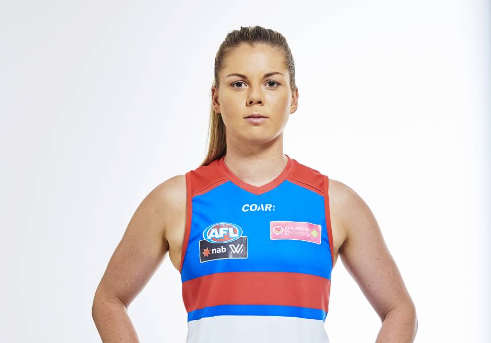 POWER: Western Bulldogs AFLW marquee player Katie Brennan headlines the club's growing programs for women on and off the field. Picture: The Age