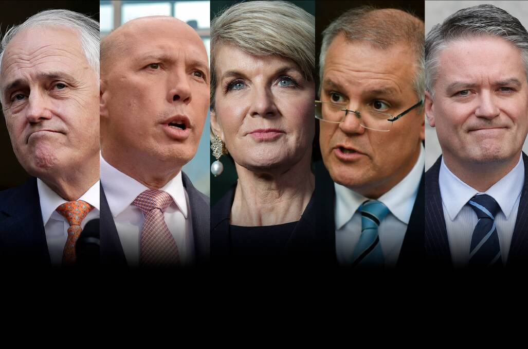 Composite Image of Malcolm Turnbull, Peter Dutton, Julie Bishop, Scott Morrison and Mathias Cormann. Image: Fairfax Media