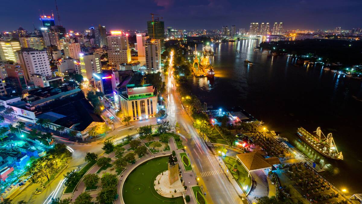 The Ho Chi Minh City skyline at night. Picture: Alamy