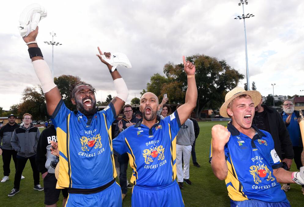 WHAT IT'S ABOUT: Darley players were jubilant after the five-wicket win over Golden Point on Saturday afternoon. Picture: Adam Trafford