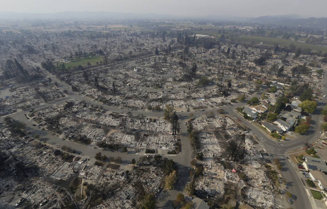 Devastation caused by bushfires in California in 2017. 