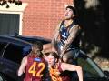 Jaydo Wright of Lake Wendouree climbs high in his team's clash with Redan. Picture by Lachlan Bence
