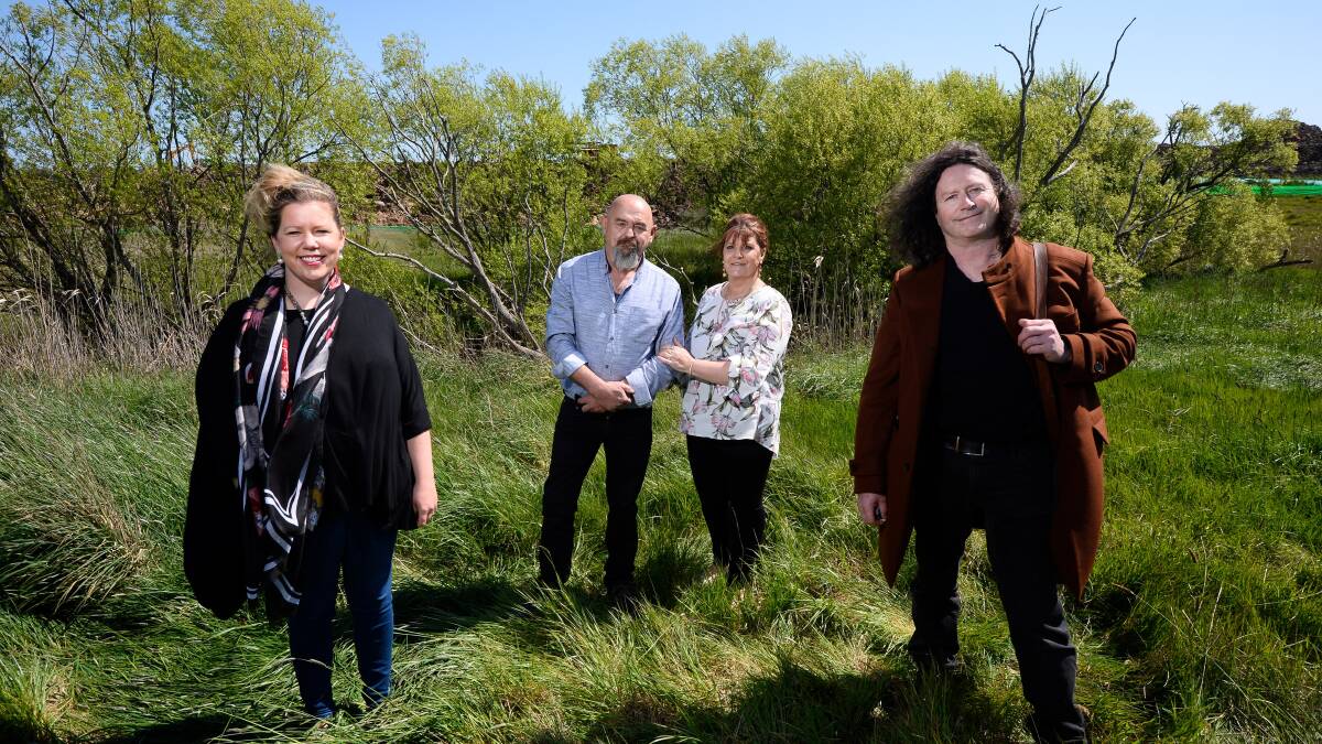 SITE OF HOPE: Lana Cormie, Dave and Janine Brownlee and artist Garry Anderson at the site of the soon-to-be-built memorial to workers. Picture: Adam Trafford
