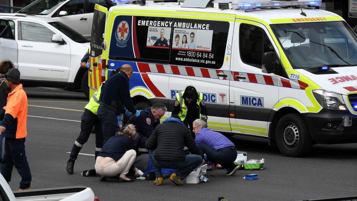 An all too common sight in Sturt Street with a pedestrian struck by a car earlier this month. Picture: Lachlan Bence