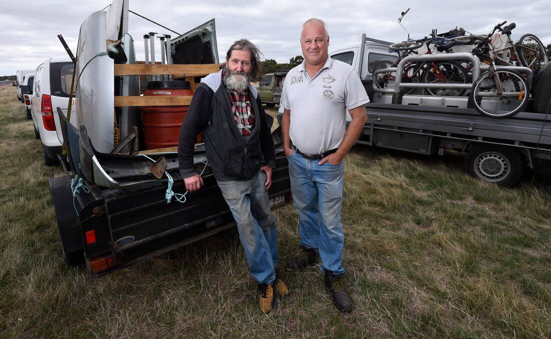 John Townsend from Gembrook and Darren Murphy from Whittlesea are long time visitors to Ballarat Swap Meet. Picture: Adam Trafford