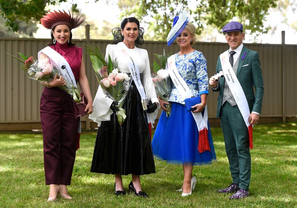 WINNERS ARE GRINNERS: The four successful category winners looked the part at Central Square Fashions on the Field. Picture: Adam Trafford