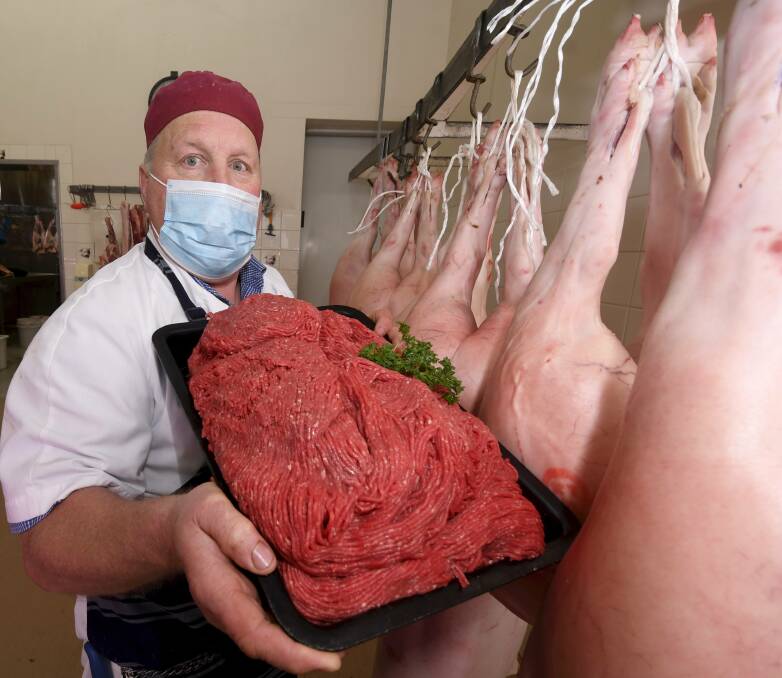 WELL STOCKED: Butchers across Ballarat, including John Harbour in Soldiers Hill say they are well stocked at this stage despite a turn down in the meat processing industry. Picture: Lachlan Bence 
