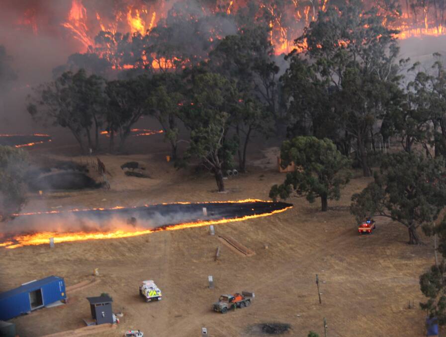 FIGHT: The fire tore through areas close to Lexton including the Rainbow Serpent festival site. Picture: Wayne Rigg, State Control Centre