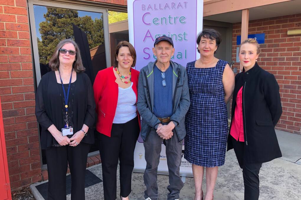 FUNDING BOOST: CASA operations director Shireen Gunn, Wendouree MP Juliana Addiston, abuse survivor Gary Sculley, Buninyong MP Michaela Settle and Prevention of Family Violence Minister Gabrielle Williams. Picture: Greg Gliddon