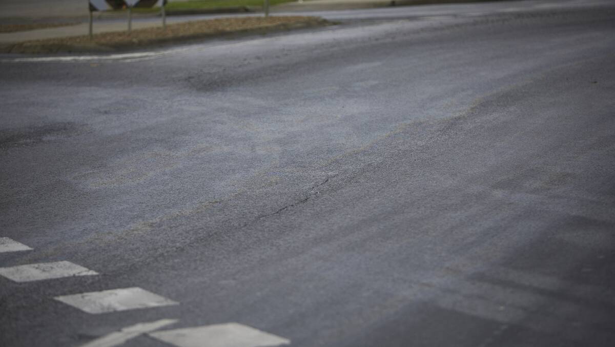 The large slick at the corner of Creswick Road and Webster Street. Picture: Luka Kauzlaric
