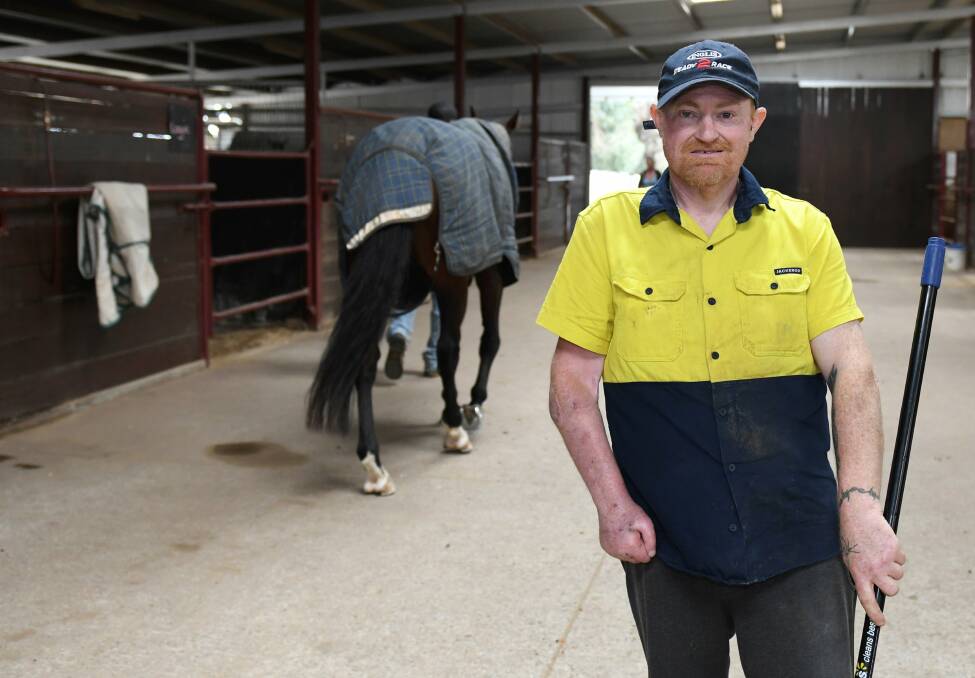 Talbot's Clinton Robins is a WorSafe awards finalist. He is a stable hand at the Darren Weir stables in Miners Rest. Picture: Lachlan Bence
