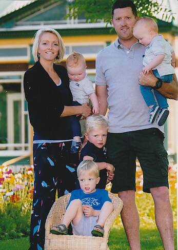 Greg Roberts with his wife Lou and their four boys. Picture: supplied