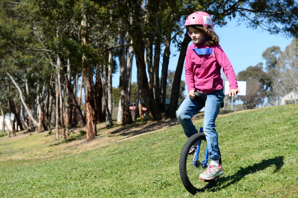 Australian under 10s unicycle champion Summer Lewis. Picture: Kate Healy