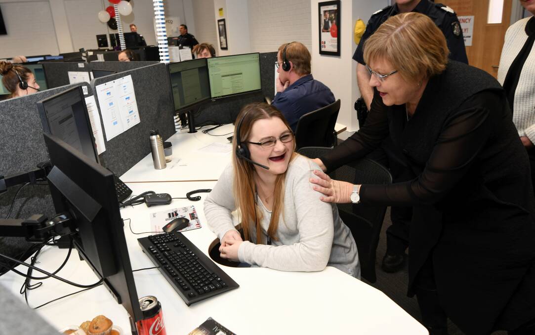 Police minister Lisa Neville visited the site of the Police Assistance Line call centre in Ballarat