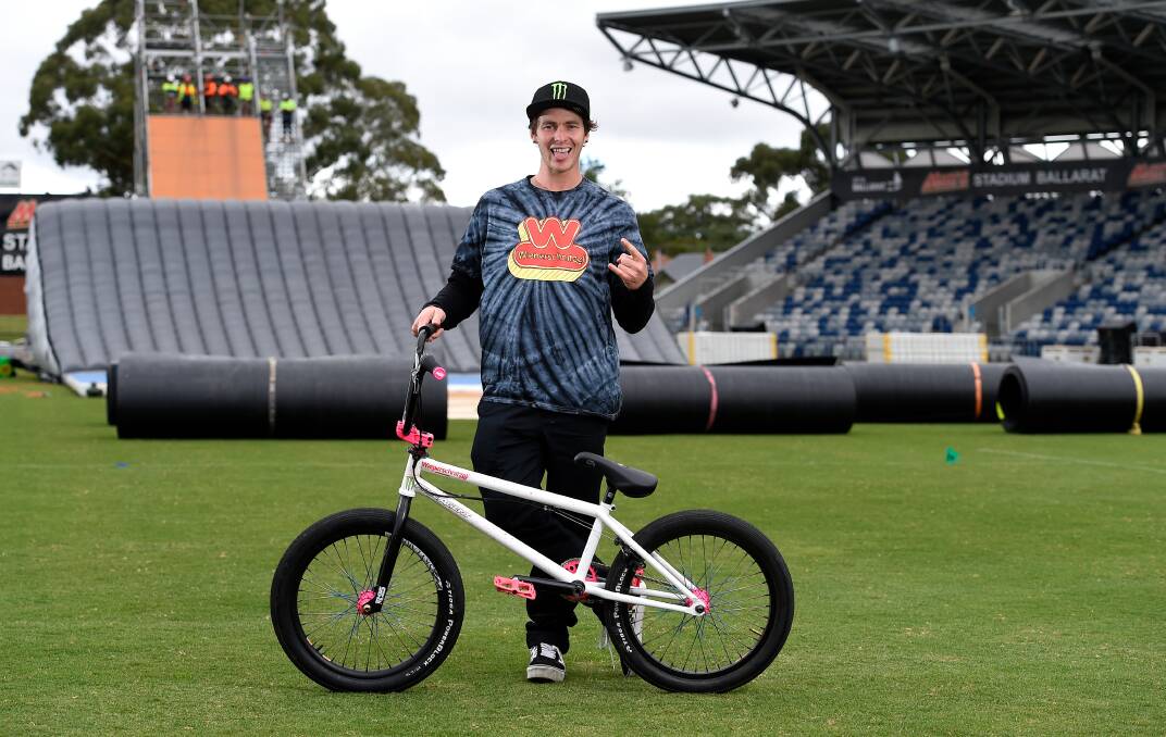 BRING IT ON: Andy 'Dingo' Buckworth is ready to go off the high ramp. Picture: Adam Trafford