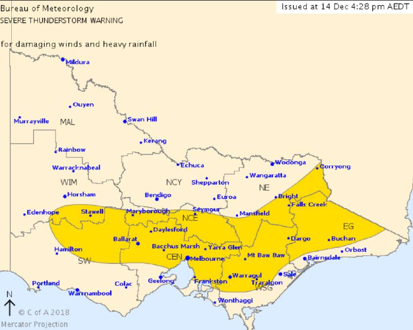 The Bureau of Meteorology has issued a severe thund