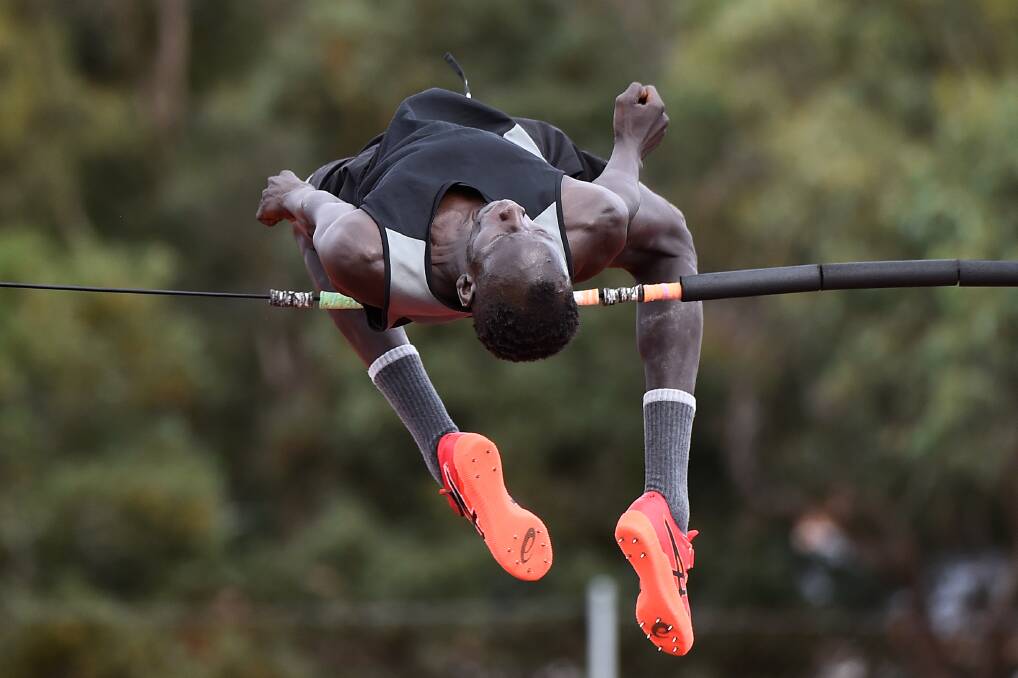 Yual Reath won a gold medal in the open high jump, clearing 2.20m. Picture: Adam Trafford