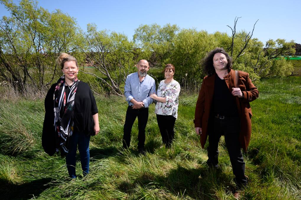 SACRED SITE: Lana Cormie, Dave and Janine Brownlee and artist Garry Anderson at the site of the planned new workers memorial at Winter Valley. Picture: Adam Trafford