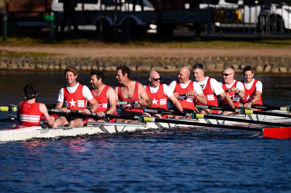 LAPPING IT UP: The Wendouree Ballarat men's crew in the Masters C8+ Final. Picture: Adam Trafford