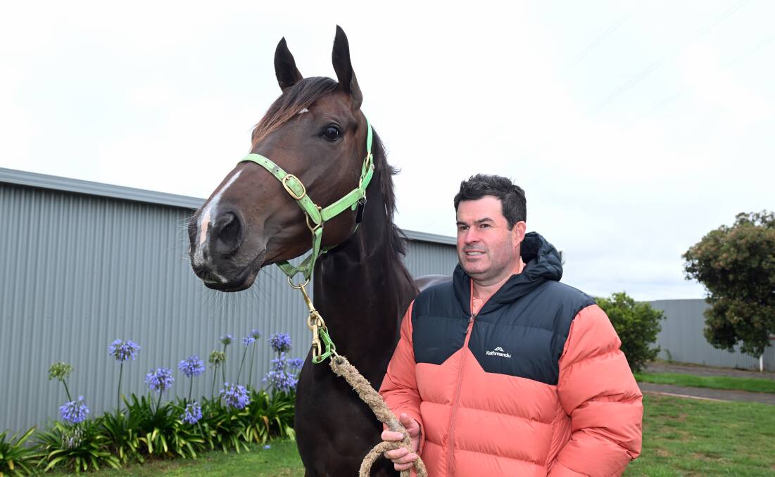Ballarat trainer Henry Dwyer with his superstar sprinting mare Asfoora. The five-year-old has been invited to compete at Royal Ascot in June. Picture by Kate Healy
