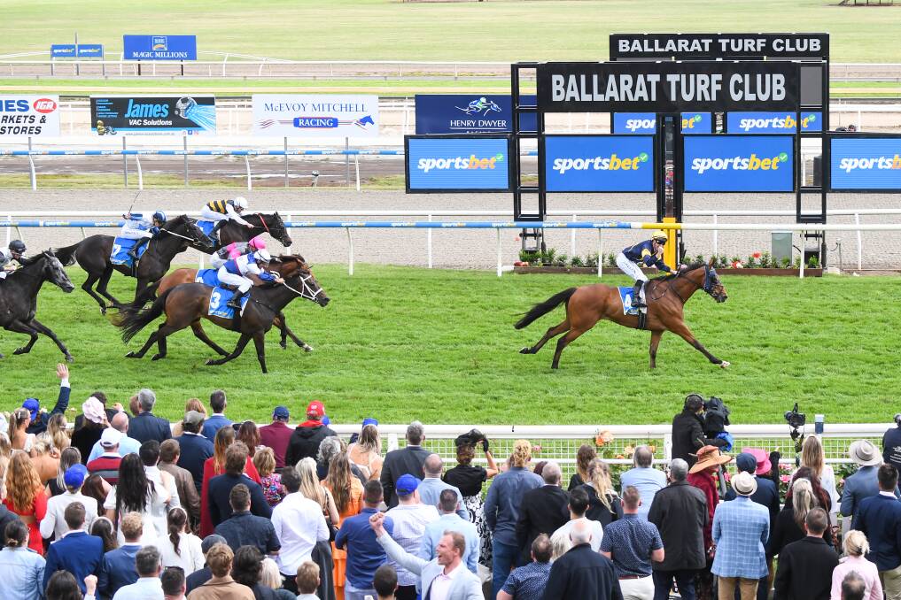 John Allen rides Bankers Choice to victory in the Ballarat Cup in 2022. Picture by Racing Photos