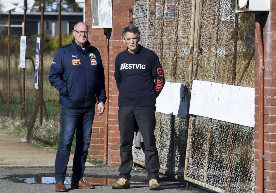 FUTURE HOPE: Basketball Ballarat chief executive Neville Ivey and WestVic Hockey president Grahame Williams at the John Valves site. Picture: Lachlan Bence