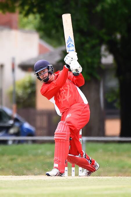Lucas Argall threw the bat late to get Wendouree over the line against Brown Hill. Picture: Adam Trafford