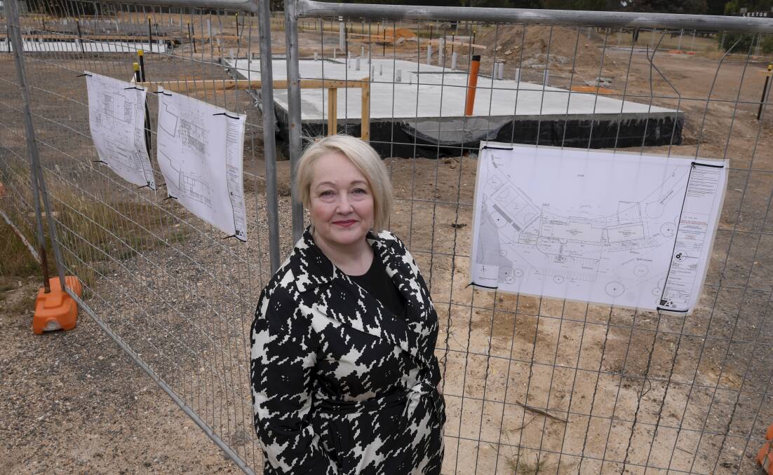 Lexton MP Louise Staley at what will soon be a new look Lexton Football Netball Club. Picture: Lachlan Bence