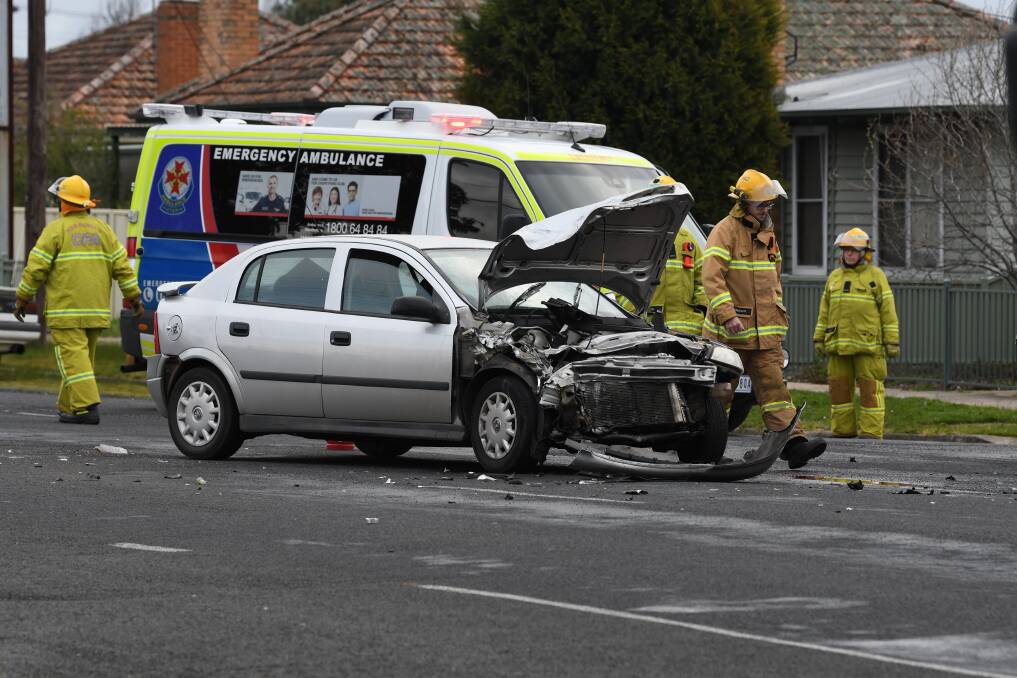 Emergency services are on the scene of a multi-car crash in Wendouree. Picture: Lachlan Bence