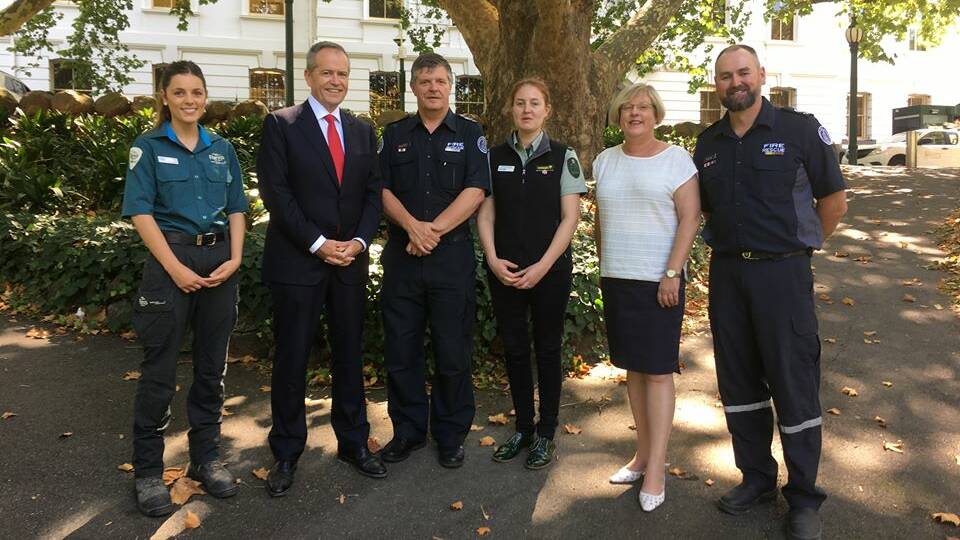 Opposition leader Bill Shorten (second from left) and Victorian Emergency Services Minister Lisa Neville (second from right) have supported an emergency services medal. Picture: supplied