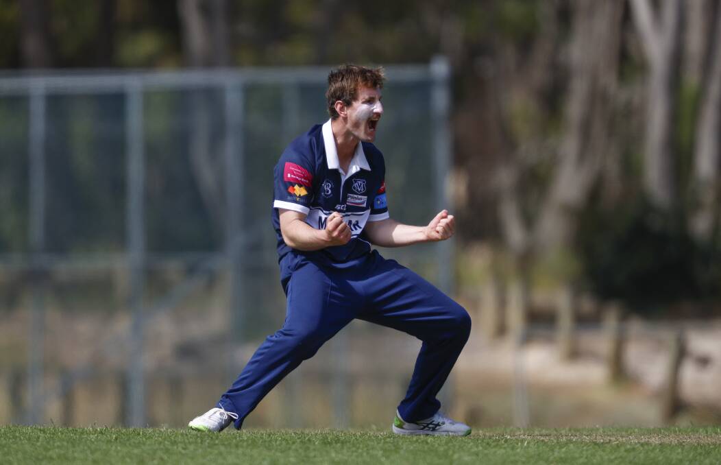 HOWZAT: John Butler of Mt Clear celebrates a wicket during the BCA first grade match against Ballarat-Redan. Picture: Luke Hemer