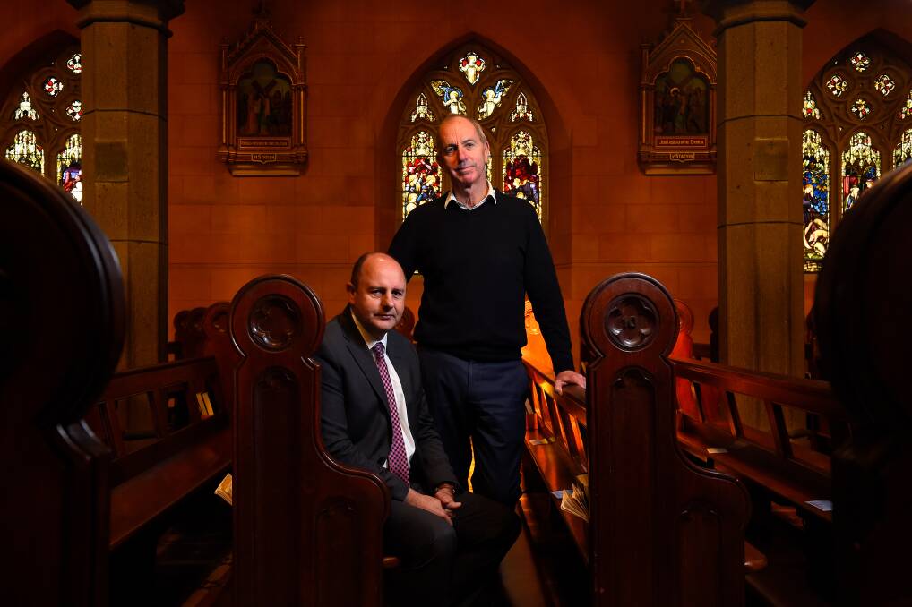 DONATION: Ballarat Catholic Diocese business manager Andrew Jirik and coordintor professional standards Michael Myers are seeing the church donate $300,000 to CASA. Picture: Adam Trafford
