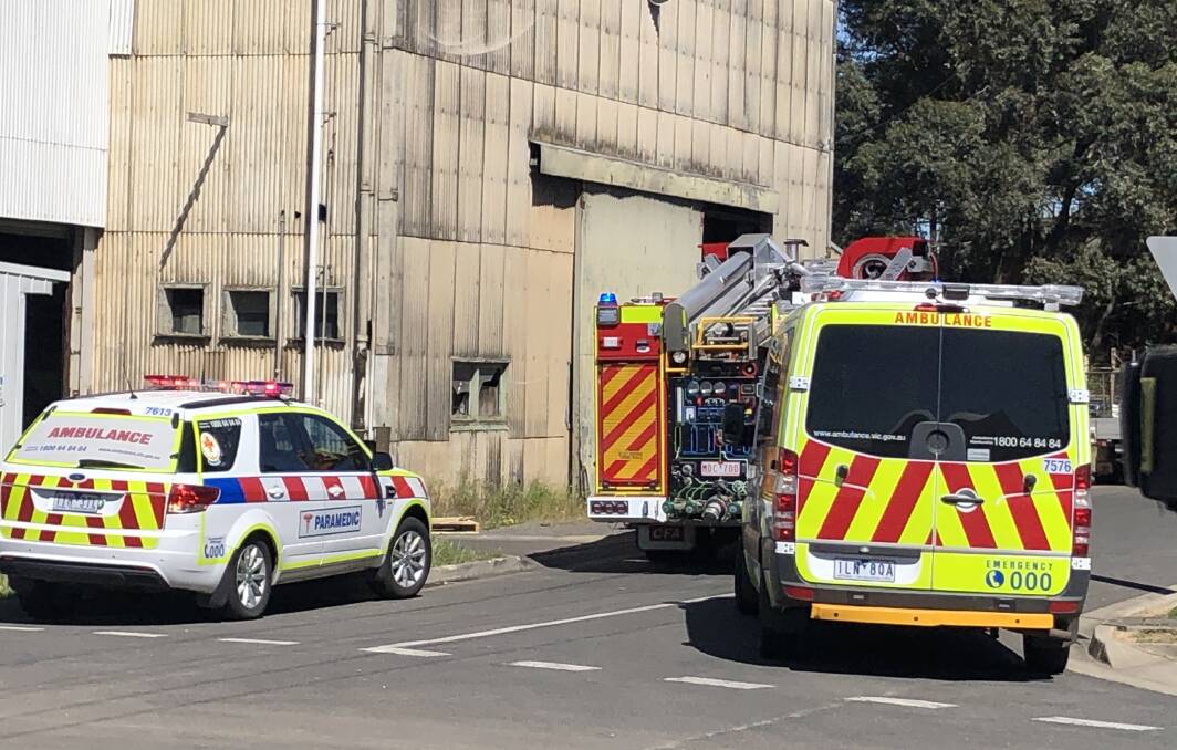 The scene of a workplace death in Delacombe on Tuesday morning. Picture: Greg Gliddon