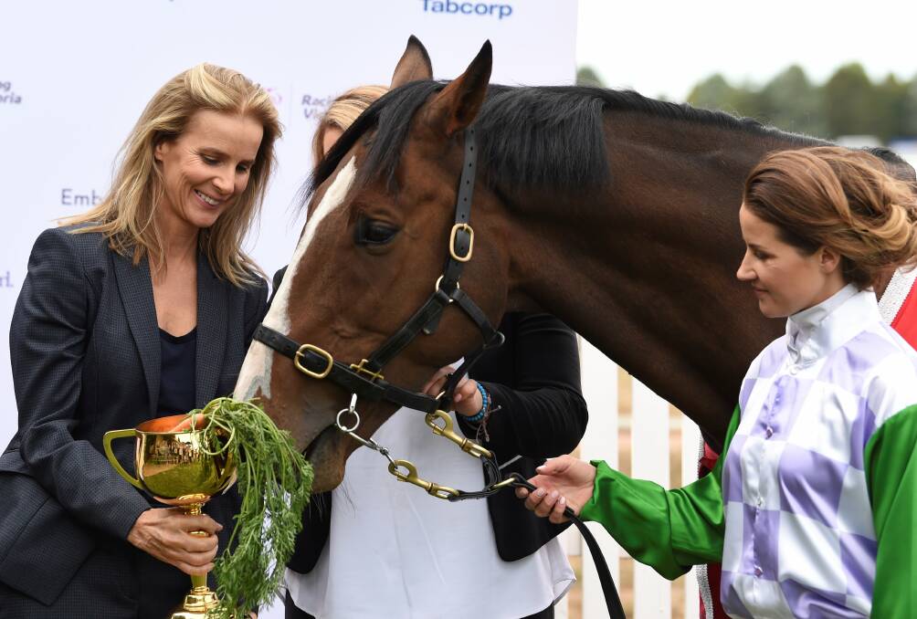 Director Rachel Griffiths and Michelle Payne give Prince of Penzance a much deserve Melbourne Cup treat